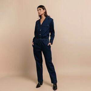 Montserrat The Jet Set Denim Set Dark Wash Button Front Pull On NWT Womens XS